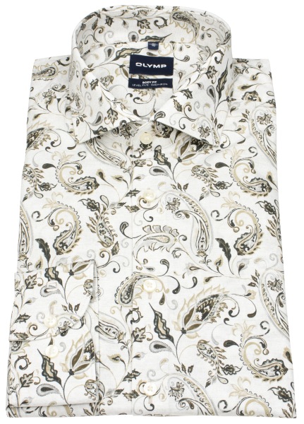 OLYMP Hemd - Level 5 Body Fit - floraler Print - braun