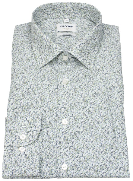 OLYMP Hemd - Level 5 Body Fit - florales Muster - extra langer 69cm Arm