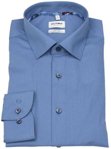 OLYMP Hemd - Level 5 Body Fit - Kentkragen - blau - extra langer 69cm Arm - ohne OVP