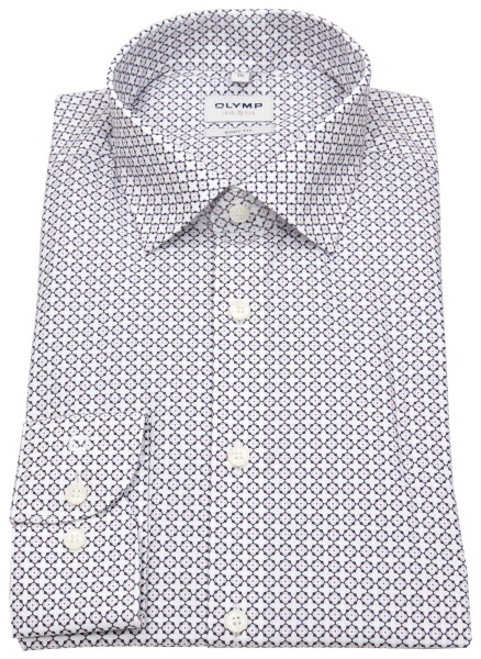 OLYMP Hemd - Level 5 Body Fit - Print - rosé / anthrazit / weiß