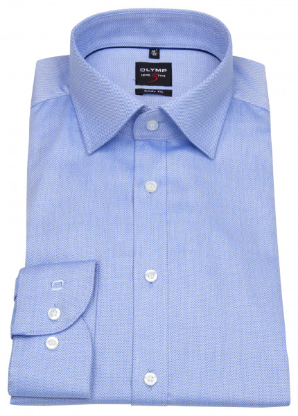 OLYMP Hemd - Level 5 Body Fit - Under Button Down - Diamant Twill - blau
