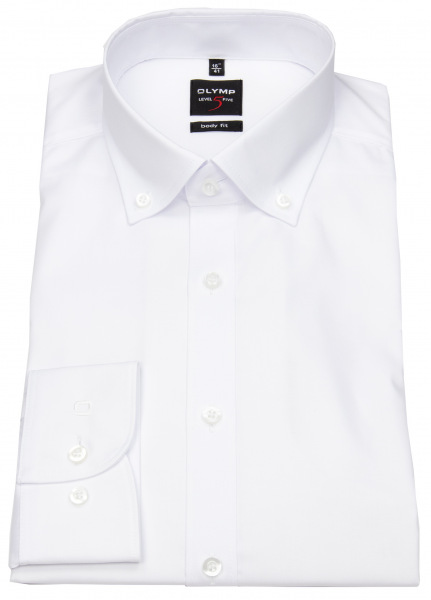 OLYMP Hemd - Level Five Body Fit - Button Down Kragen - weiß - ohne OVP
