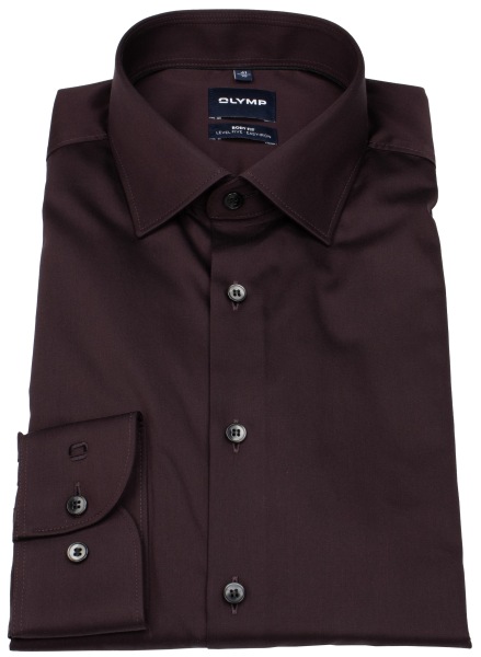 OLYMP Hemd - Level Five Body Fit - Chambray - dunkelrot - extra langer 69cm Arm