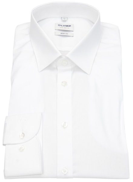 OLYMP Shirt - Level Five Body Fit - Kent Collar - with Dividing Seams - White