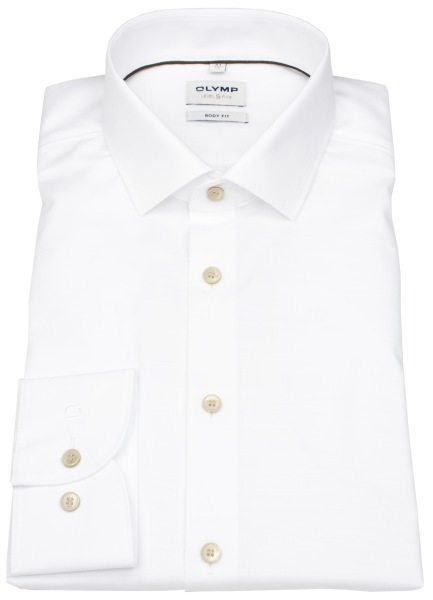 OLYMP Hemd - Level Five Body Fit - Kontrastknöpfe - weiß - extra langer 69cm Arm