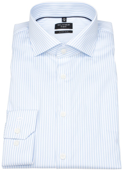 OLYMP Hemd - Level Five Body Fit - Streifen - hellblau / weiß - extra langer 69cm Arm