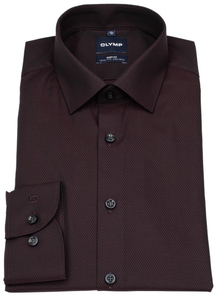 OLYMP Shirt - Level Five Body Fit - Textured - Dark Red