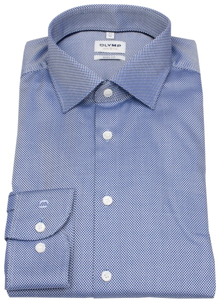OLYMP Hemd - Level Five Body Fit - Struktur - extra blickdicht - dunkelblau / weiß