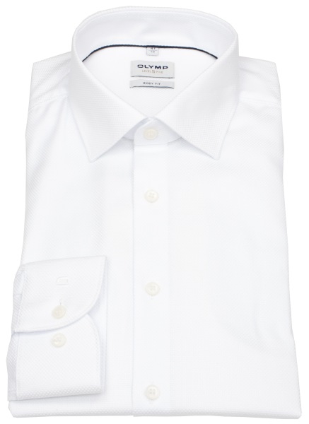 OLYMP Hemd - Level Five Body Fit - Struktur - extra blickdicht - weiß