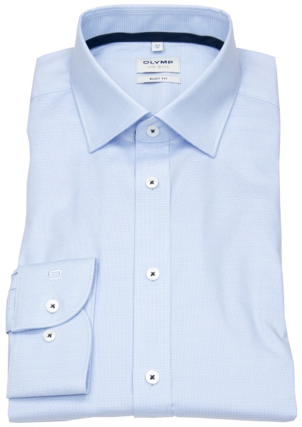OLYMP Hemd - Level Five Body Fit - Struktur - Kontrastgarn - hellblau - ohne OVP