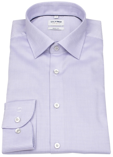 OLYMP Hemd - Level Five Body Fit - Struktur - lila