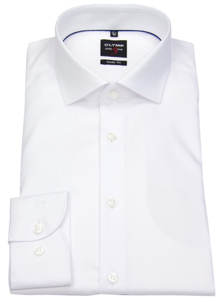 OLYMP Hemd - Level Five Body Fit - Twill - Streifen - weiß - ohne OVP