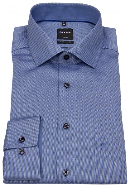 OLYMP Hemd - Luxor Modern Fit - Faux Uni - blau / weiß