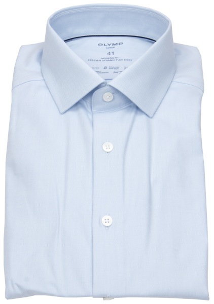 OLYMP Hemd - Modern Fit - 24/7 Dynamic  Flex Shirt - Kentkragen - hellblau - ohne OVP