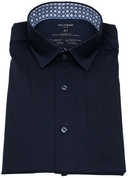 OLYMP Hemd - Modern Fit - 24/7 Flex Jersey - dunkelblau - 1330 84 18 