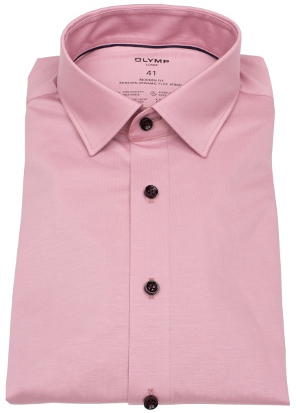 OLYMP Hemd - Modern Fit - 24/7 Flex Jersey - mauve