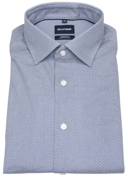 OLYMP Hemd - Modern Fit - 24/7 Flex Jersey - Print - dunkelblau