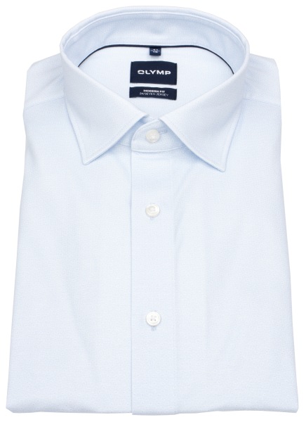 OLYMP Hemd - Modern Fit - 24/7 Flex Jersey - Print - hellblau