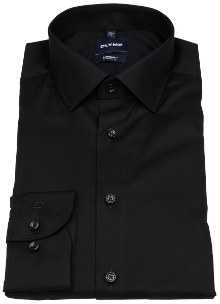 OLYMP Hemd - Modern Fit - Cover Shirt - extra blickdicht - schwarz