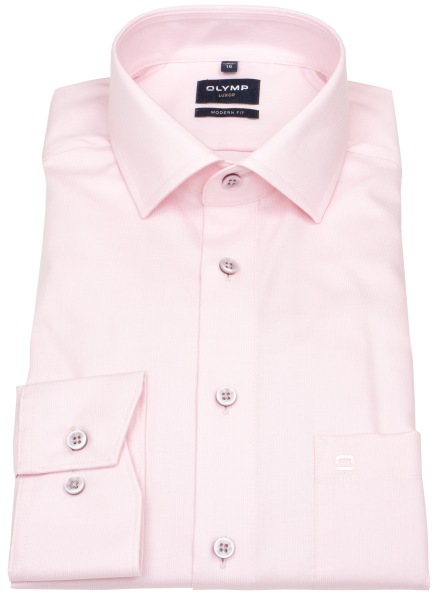 OLYMP Hemd - Modern Fit - Faux Uni Struktur - rosé - ohne OVP