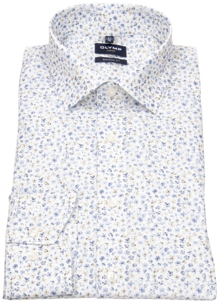 OLYMP Hemd - Modern Fit - floraler Print - blau - extra langer 69cm Arm - ohne OVP - 1296 79 00 