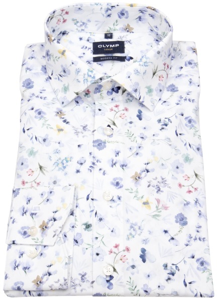 OLYMP Hemd - Modern Fit - floraler Print - mehrfarbig - extra langer 69cm Arm