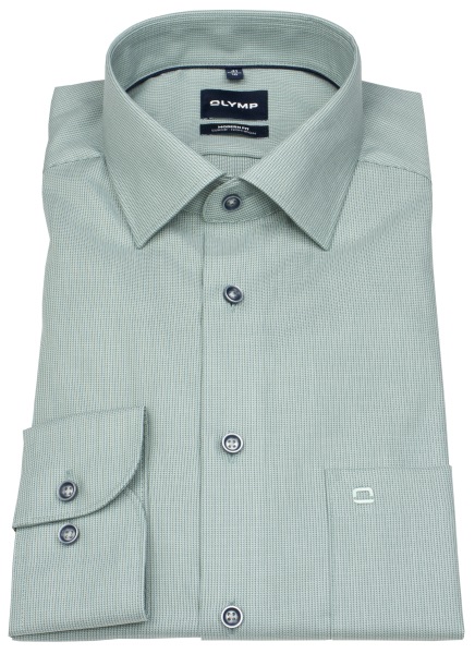 OLYMP Chemise - Modern Fit - col Kent - structuré - vert
