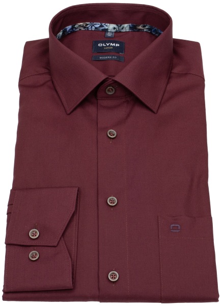 OLYMP Hemd - Modern Fit - Kentkragen - Chambray - dunkelrot - 1200 84 37 