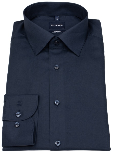 OLYMP Chemise - Modern Fit - col Kent - sans poche poitrine - bleu foncé