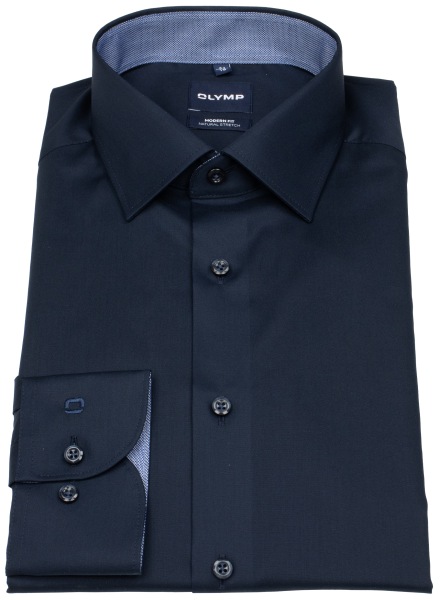 OLYMP Hemd - Modern Fit - Kentkragen - Patch - dunkelblau