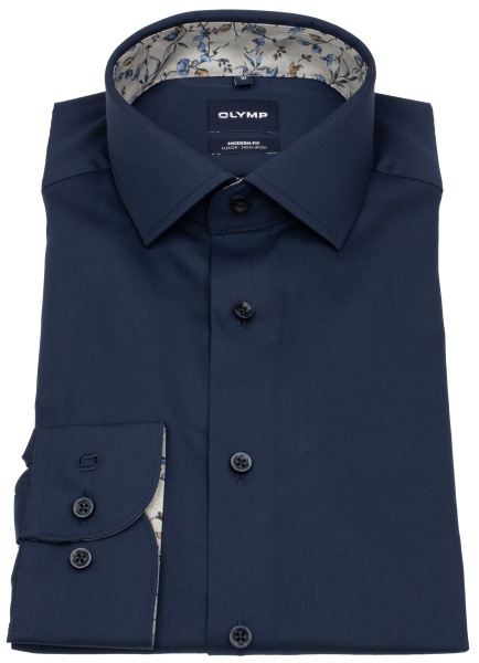 OLYMP Hemd - Modern Fit - Kentkragen - Patch - dunkelblau - extra langer 69cm Arm