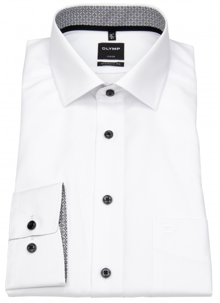 OLYMP Hemd - Modern Fit - Kentkragen - Patch - Kontrastknöpfe - weiß