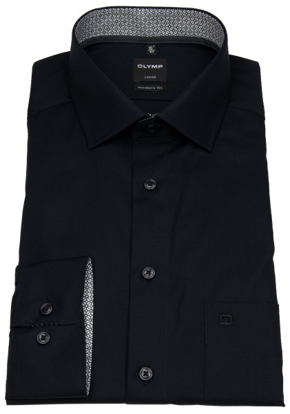 OLYMP Hemd - Modern Fit - Kentkragen - Patch - schwarz