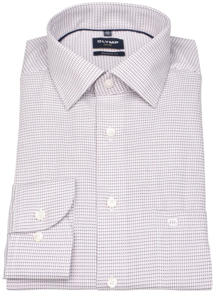 OLYMP Hemd - Modern Fit - Kentkragen - Print - lila / weiß