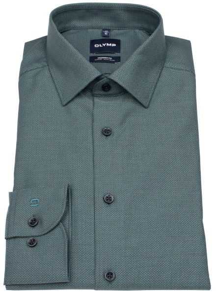 OLYMP Shirt - Modern Fit - Kent Collar - Texture - Green - Extra-Long 69 cm Sleeve