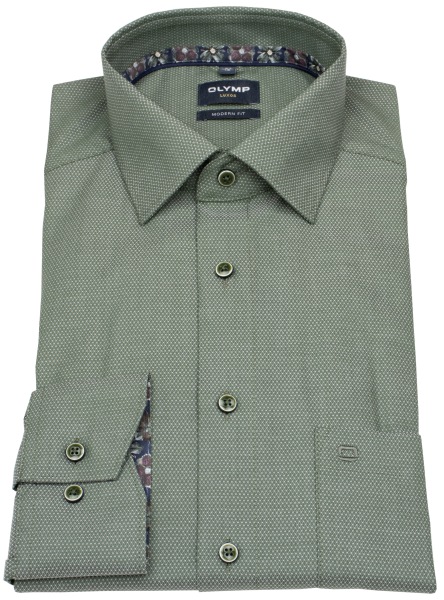 OLYMP Hemd - Modern Fit - Kentkragen - Struktur - grün - ohne OVP