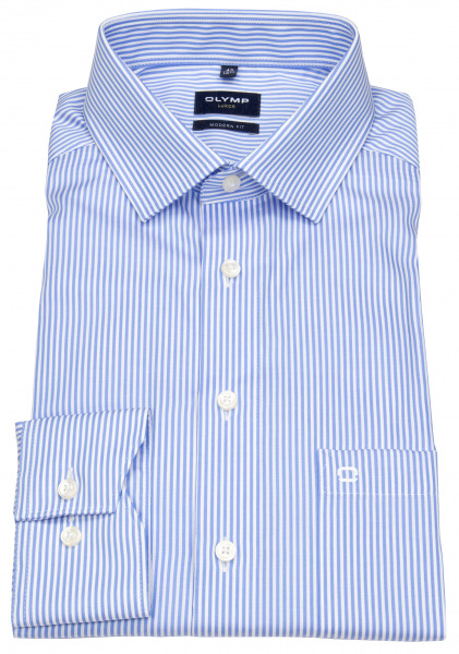 OLYMP Hemd - Modern Fit - Kentkragen - Twill - Streifen - hellblau / weiß