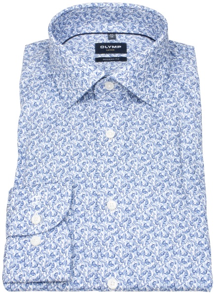 OLYMP Hemd - Modern Fit - New Kent - floraler Print - blau