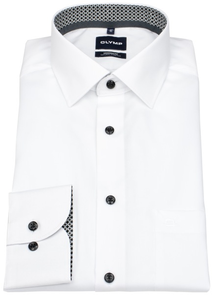 OLYMP Hemd - Modern Fit - Patch - Kontrastknöpfe - weiß - extra langer 69cm Arm