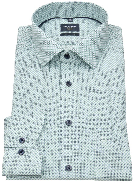 OLYMP Hemd - Modern Fit - Print - grün / blau - extra langer 69cm Arm