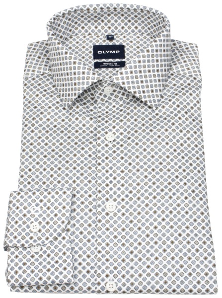 OLYMP Hemd - Modern Fit - Struktur - Print - mehrfarbig
