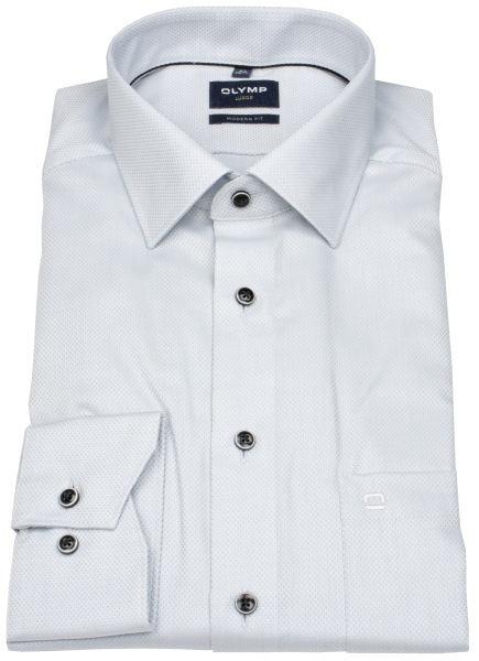 OLYMP Hemd - Modern Fit - Struktur - silbergrau - extra langer 69cm Arm