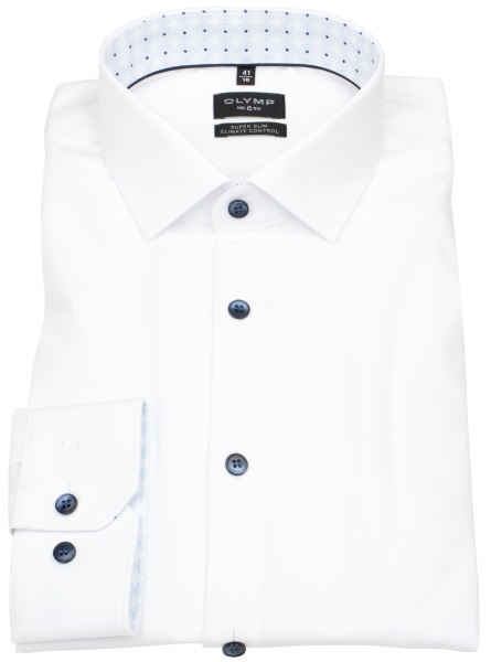 OLYMP Hemd - No. 6 Super Slim - 24/7 Climate Control Shirt - weiß