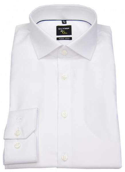 OLYMP Shirt - No. Six Super Slim Fit - Twill - Textured Stripes - White
