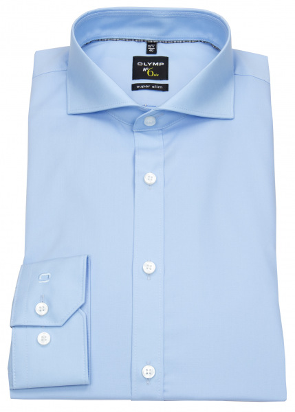 OLYMP Hemd - No. Six Super Slim - Haifischkragen - hellblau