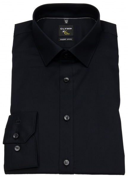 OLYMP Hemd - No. Six Super Slim - Kentkragen - schwarz