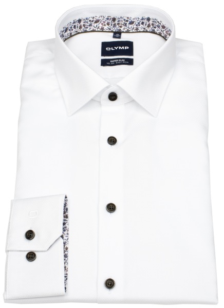 OLYMP Shirt - No. Six Super Slim - Contrasting buttons - white - extra-long 69cm sleeve