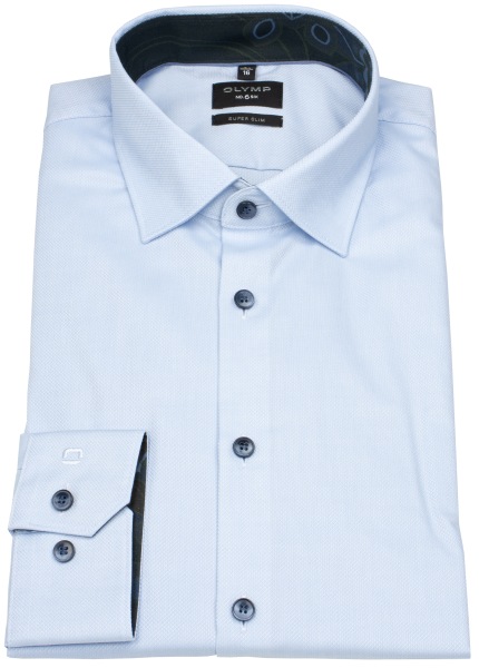 OLYMP Hemd - No. Six Super Slim - New York Kent - Struktur - hellblau - 2582 84 11 