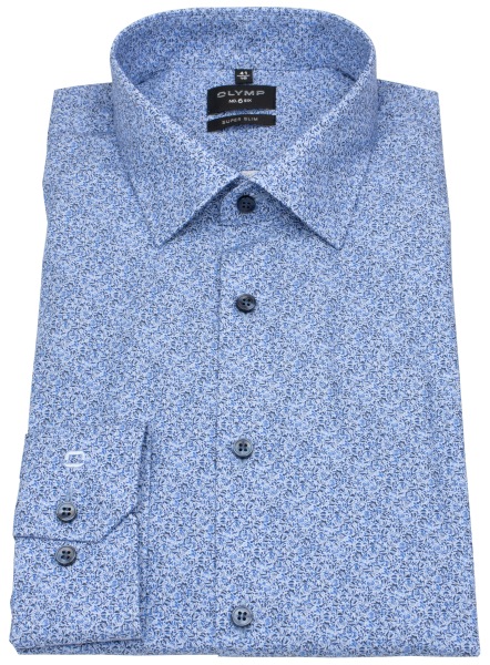 OLYMP Hemd - No. Six Super Slim - Print- dunkelblau / blau