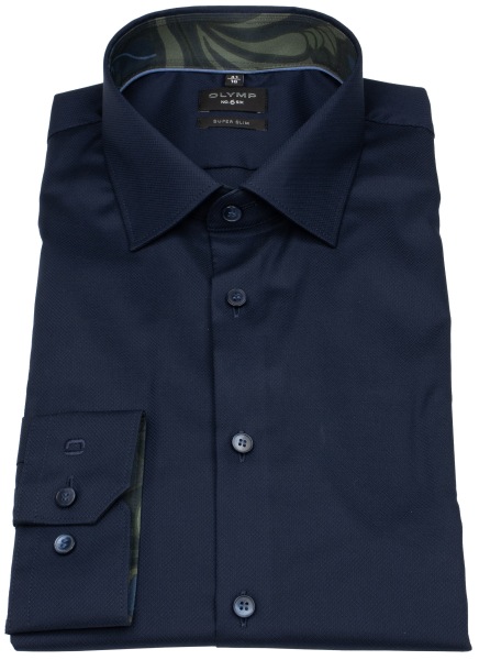 OLYMP Hemd - No. Six Super Slim - Struktur - dunkelblau - extra langer 69cm Arm - ohne OVP